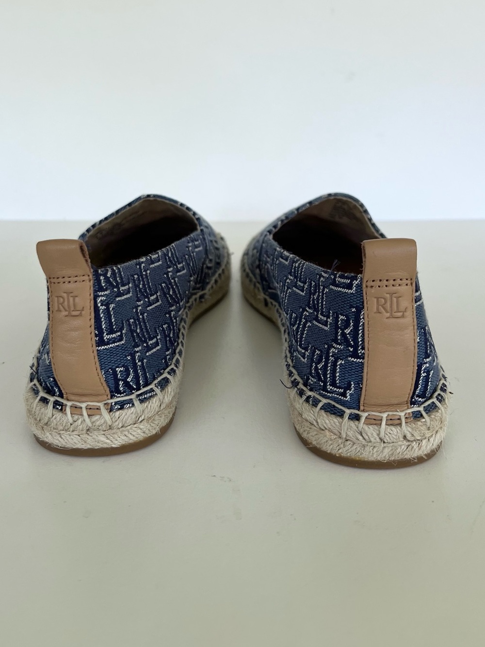 Ralph Lauren LRL Cameryn II Monogram Jacquard Espadrille, Blue/Tan, size 8 - Picture 3 of 13
